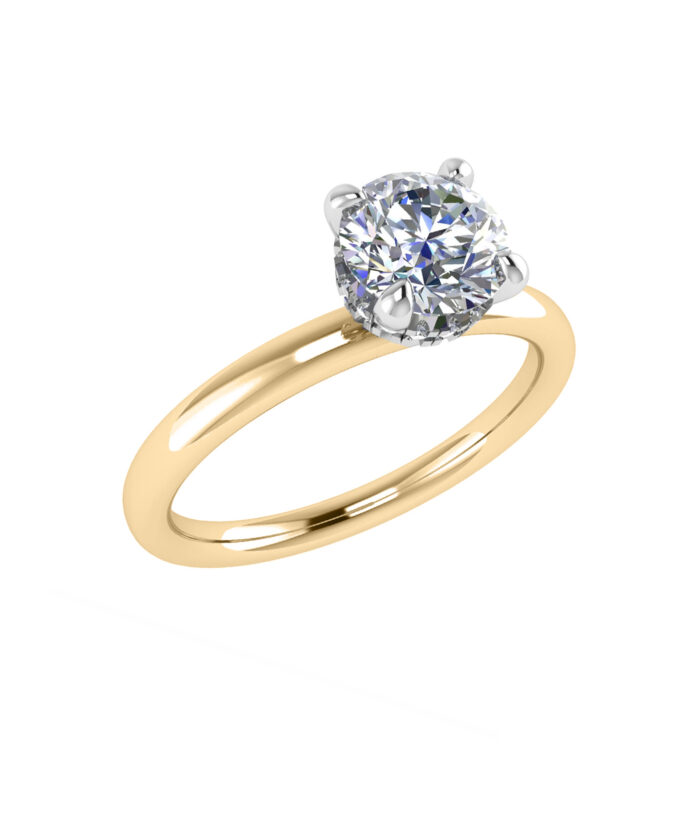 Round Brilliant Cut Lab Grown Diamond Yellow Gold & Platinum Engagement Ring