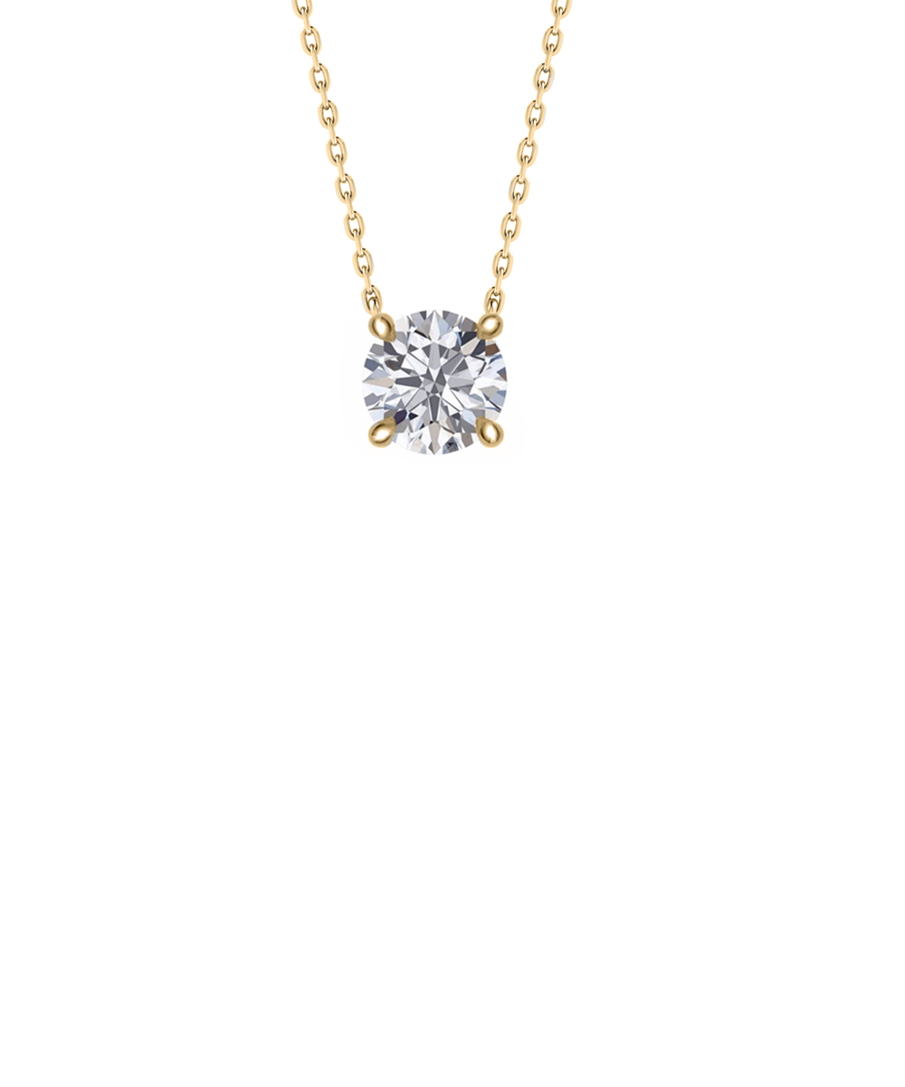 18ct Yellow Gold Round Brilliant Cut Lab Grown Diamond Pendant