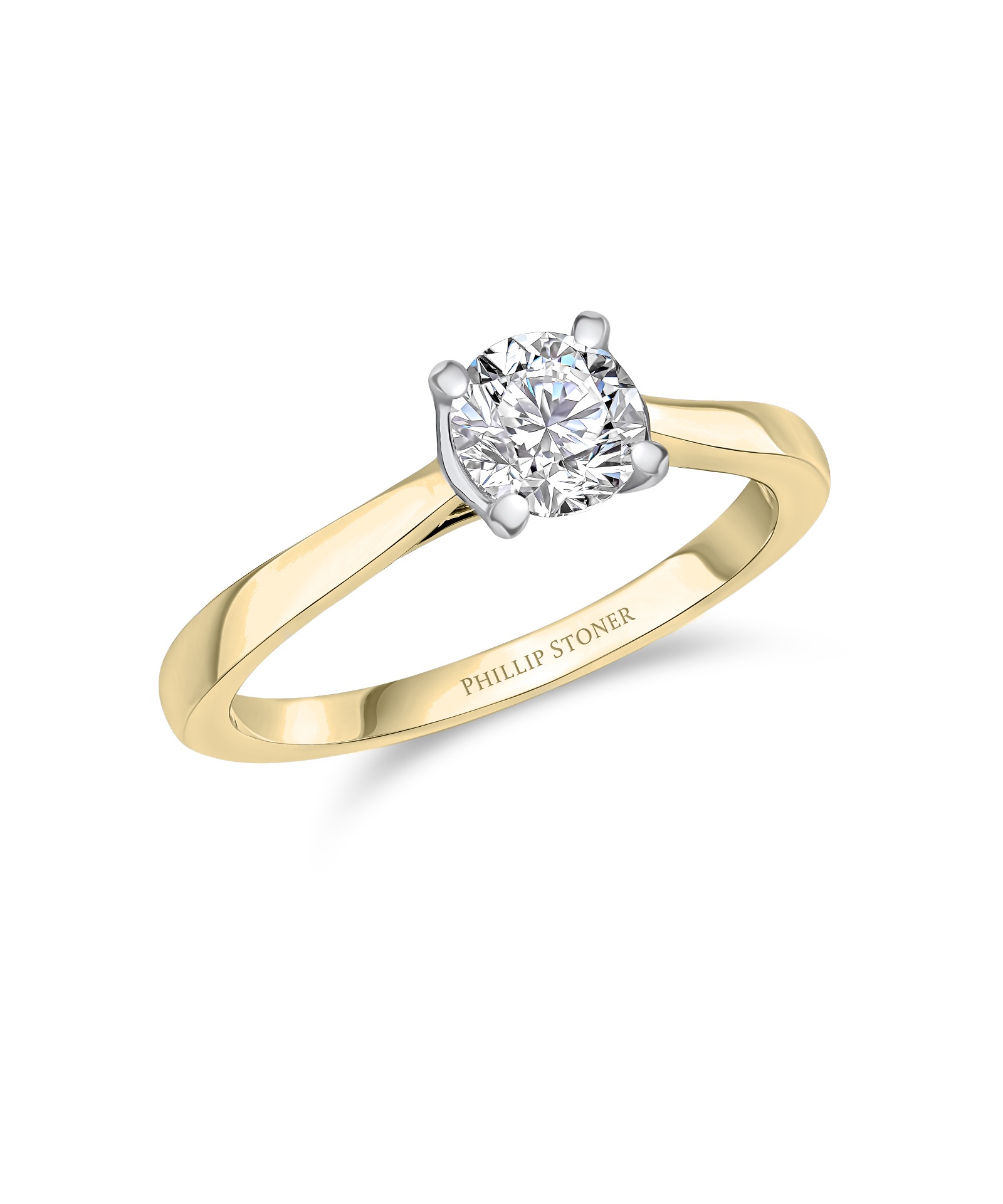 0.70ct Round Brilliant Diamond Open Set Yellow Gold Engagement Ring - Phillip Stoner The Jeweller