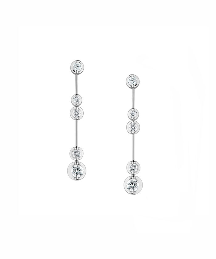 18ct White Gold Diamond Duet Cocktail Earrings