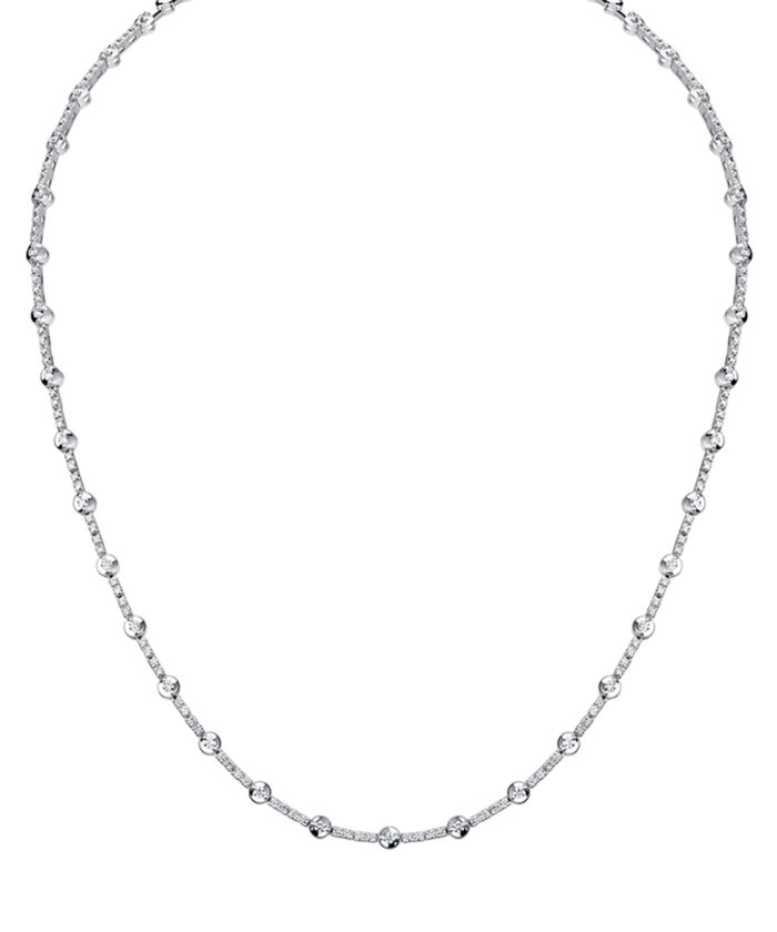 18ct White Gold Slim Diamond Encrusted Collar Necklace