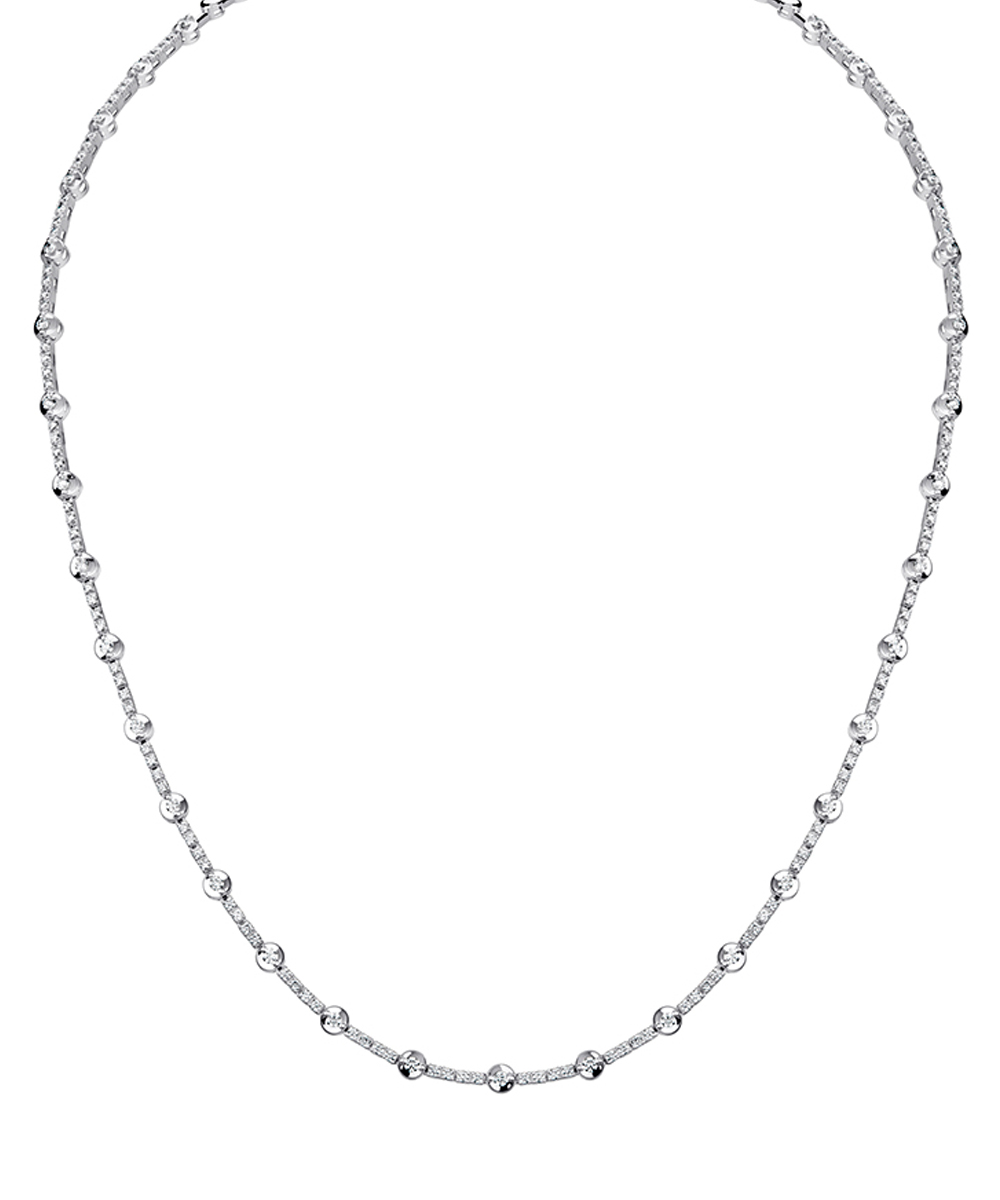 18ct White Gold Slim Diamond Encrusted Collar Necklace