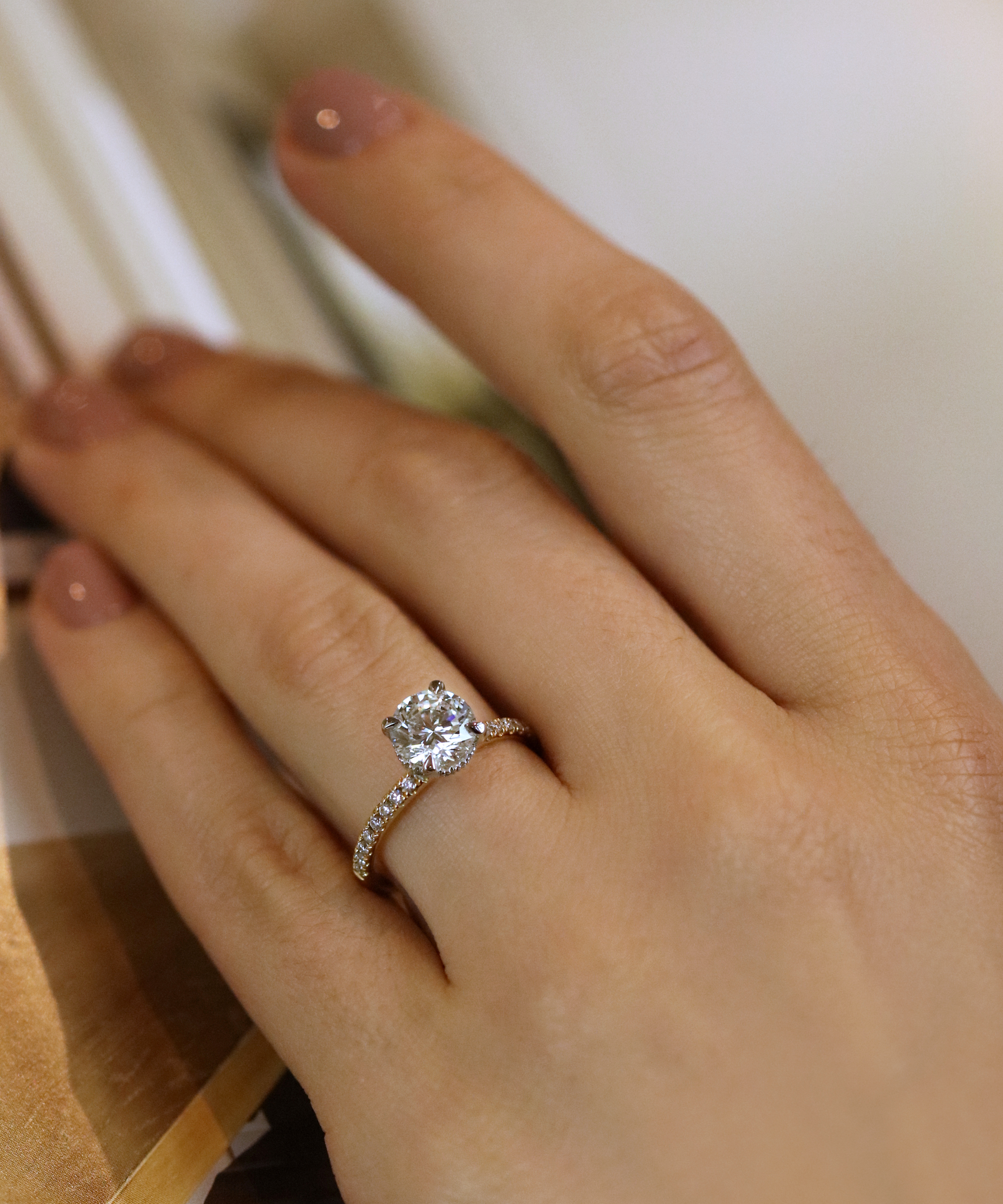 Lab Grown 1.50ct Round Brilliant Cut Diamond Yellow Gold Engagement Ring