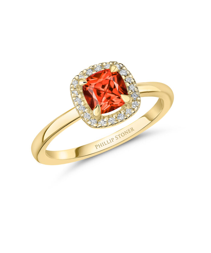 Natural Orange Sapphire & Diamond Thea Cocktail Ring, Exclusive to Phillip Stoner The Jeweller