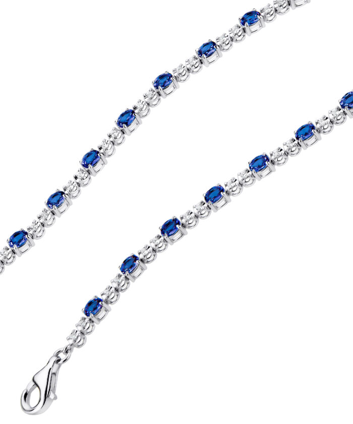 Oval Sapphire & Diamond Line Bracelet