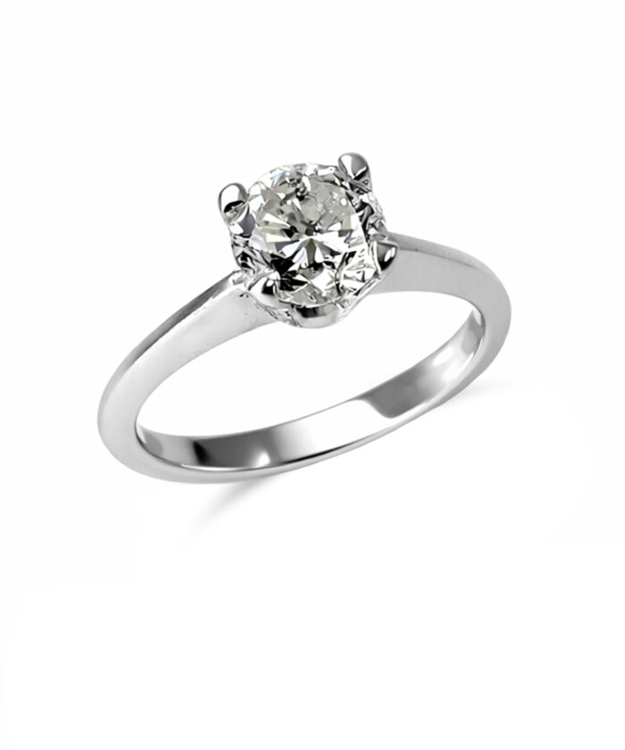Pre-owned 1ct Round Brilliant Cut Solitaire Ring with Knife Edge Band