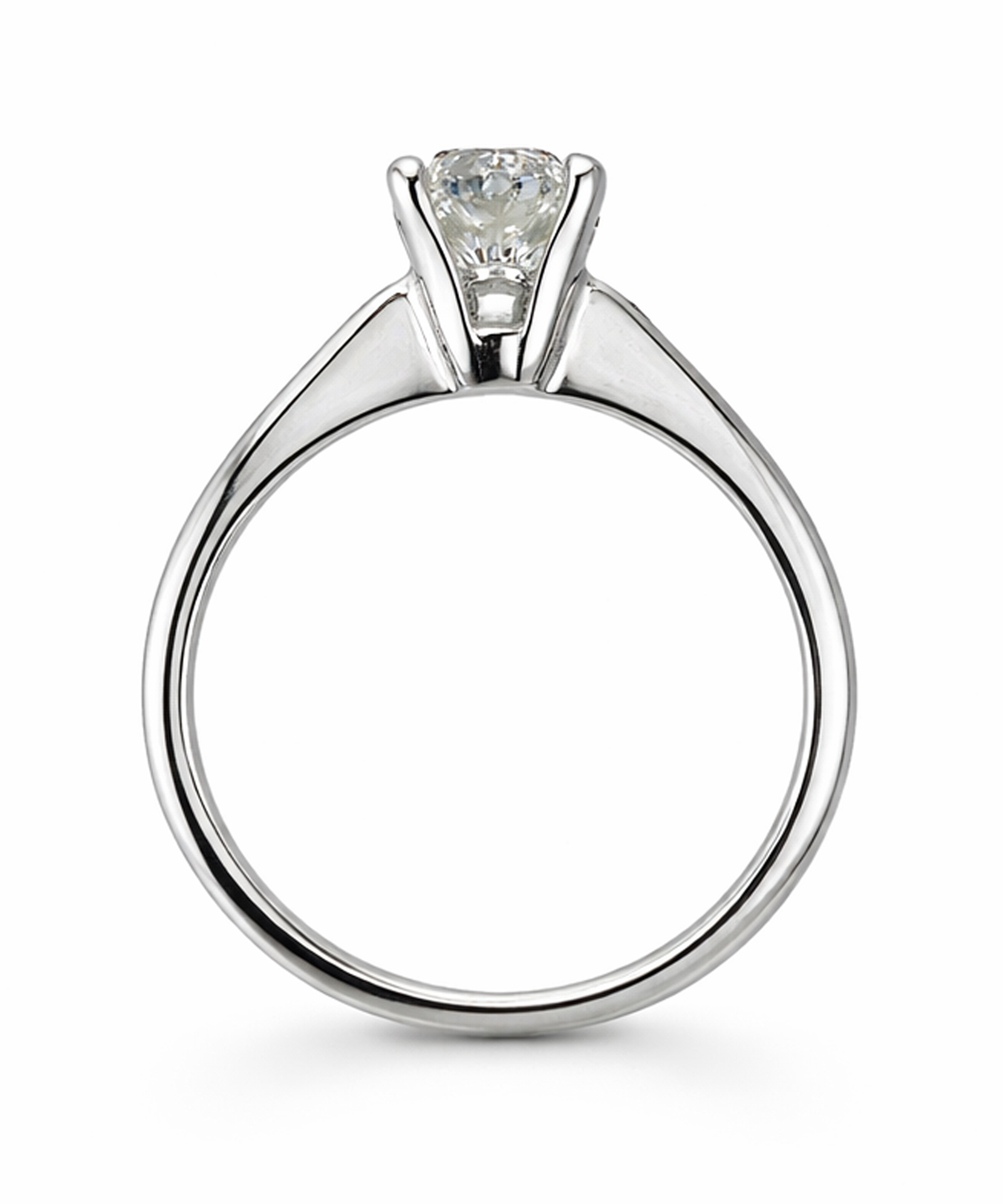 Pre-owned 1ct Round Brilliant Cut Solitaire Ring with Knife Edge Band - Side Detail