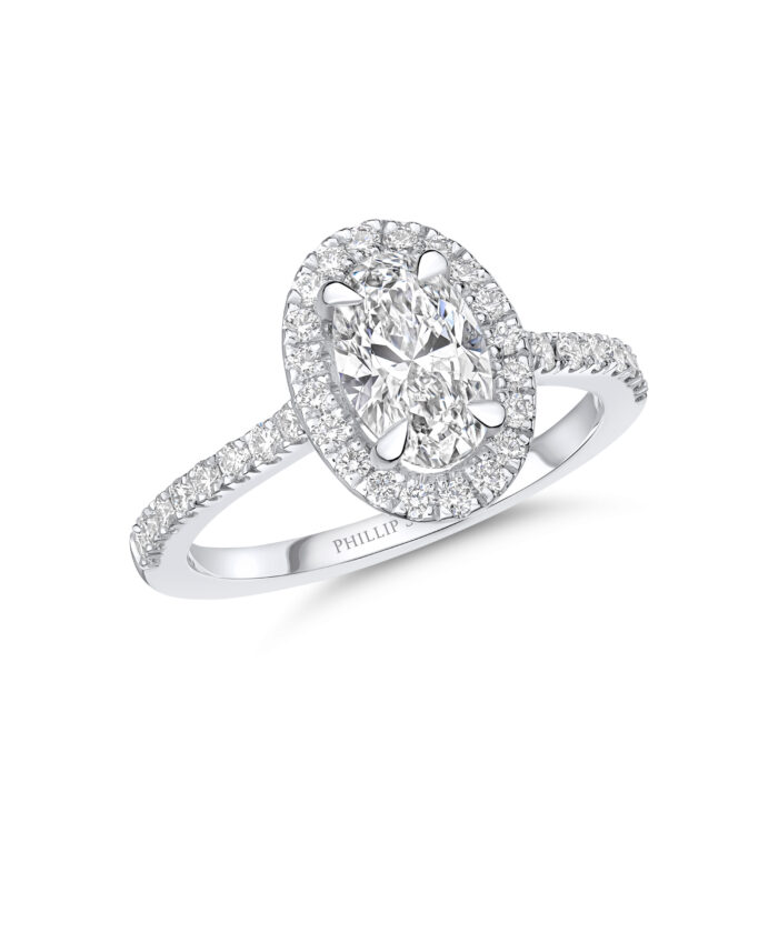 1.00ct Oval Diamond Thea Halo Engagement Ring - Phillip Stoner The Jeweller