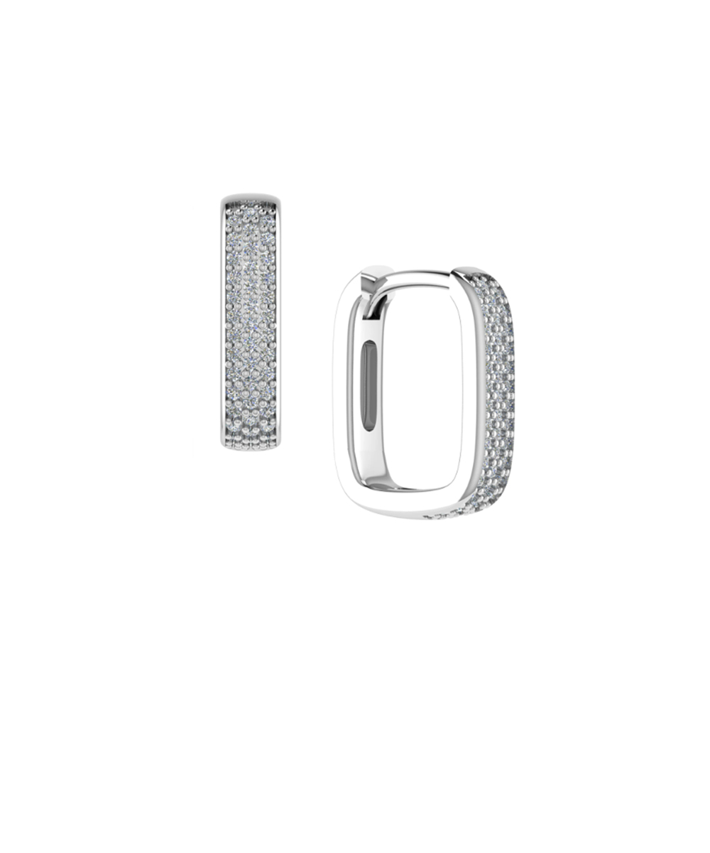 18ct White Gold Pavé Set Diamond Hoop Earrings