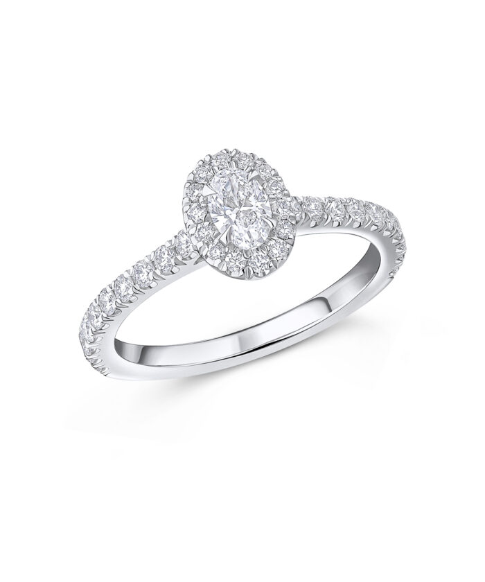 0.30ct Oval Cut Diamond Oyster Halo Engagement Ring