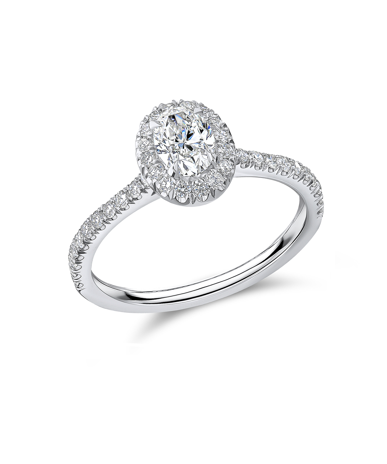 0.50ct Oval Cut Diamond Oyster Halo Engagement Ring