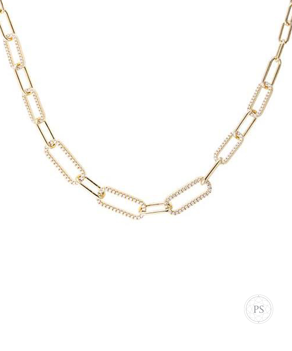 18ct Yellow Gold Love Links Chain Necklace - Detail