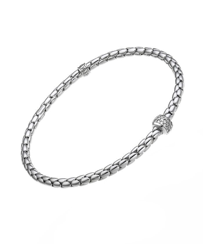 Chimento Stretch Spring White Gold Diamond Bead Bracelet