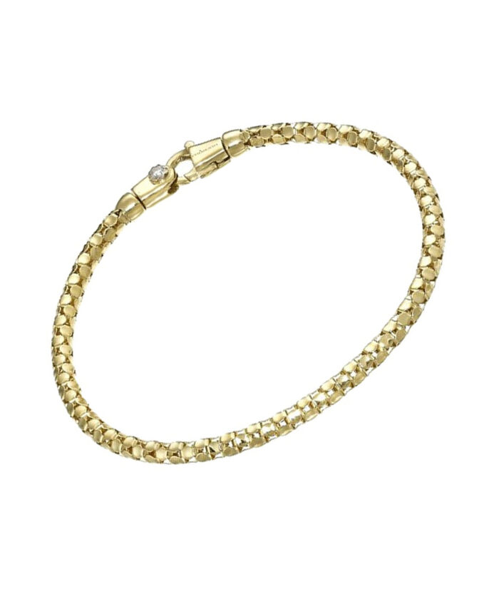 Chimento Yellow Gold Slim Melograno Domed Woven Chain Bracelet