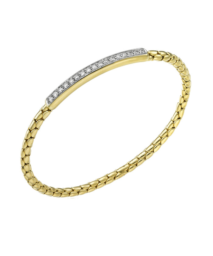 Chimento Yellow Gold Spring Stretch Diamond Bar Bracelet
