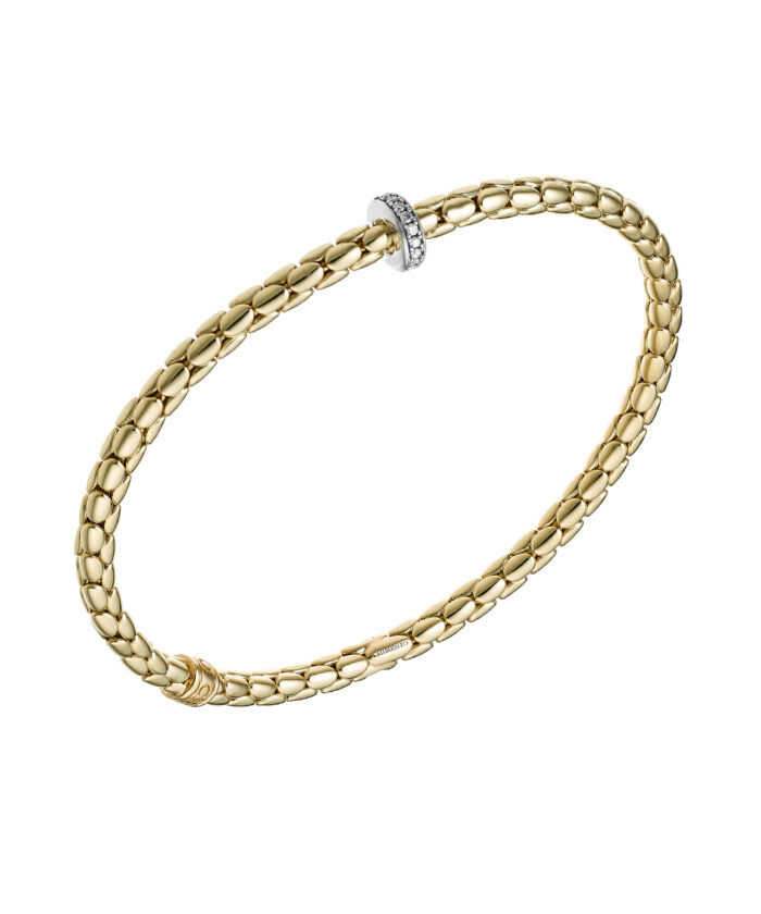 Chimento Yellow Gold Stretch Spring Bracelet with Diamond Rondelle