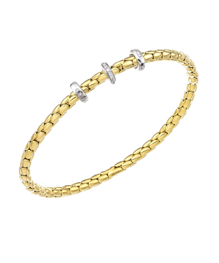 Chimento Yellow Gold Stretch Spring Triple Diamond Rondelle Bracelet
