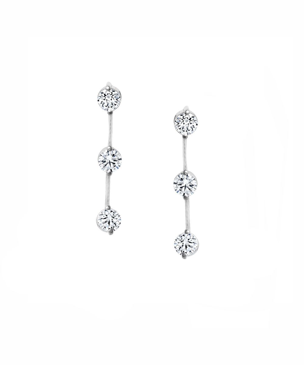 White Gold Station Diamond Drop Cocktail Earrings