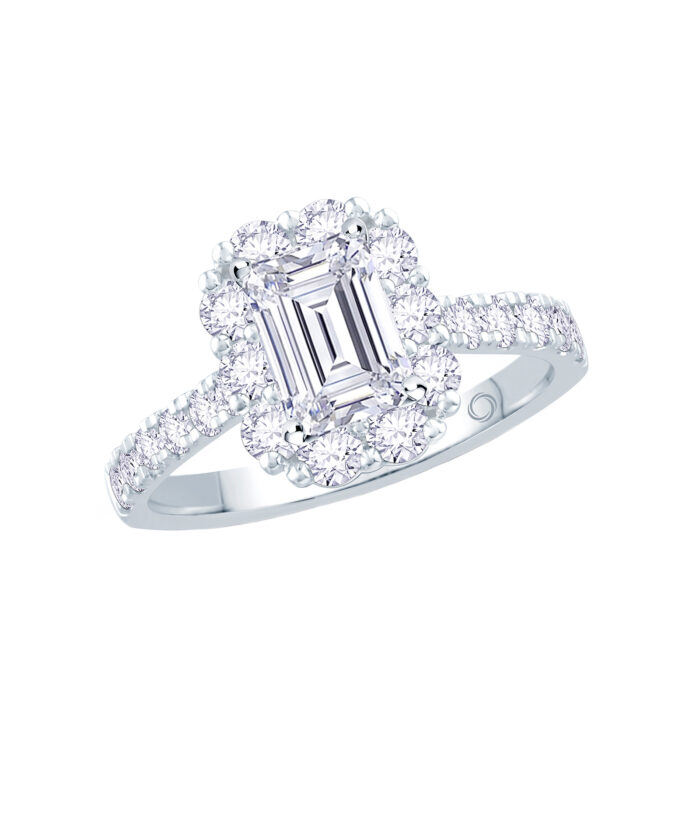 0.40ct Emerald Diamond Cluster Engagement Ring