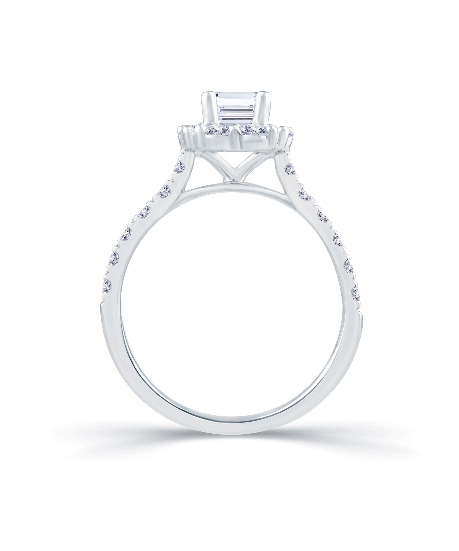 0.40ct Emerald Diamond Cluster Engagement Ring Setting