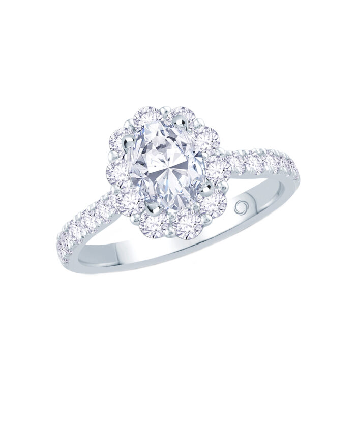 0.40ct Oval Cut Diamond Cluster Engagement Ring