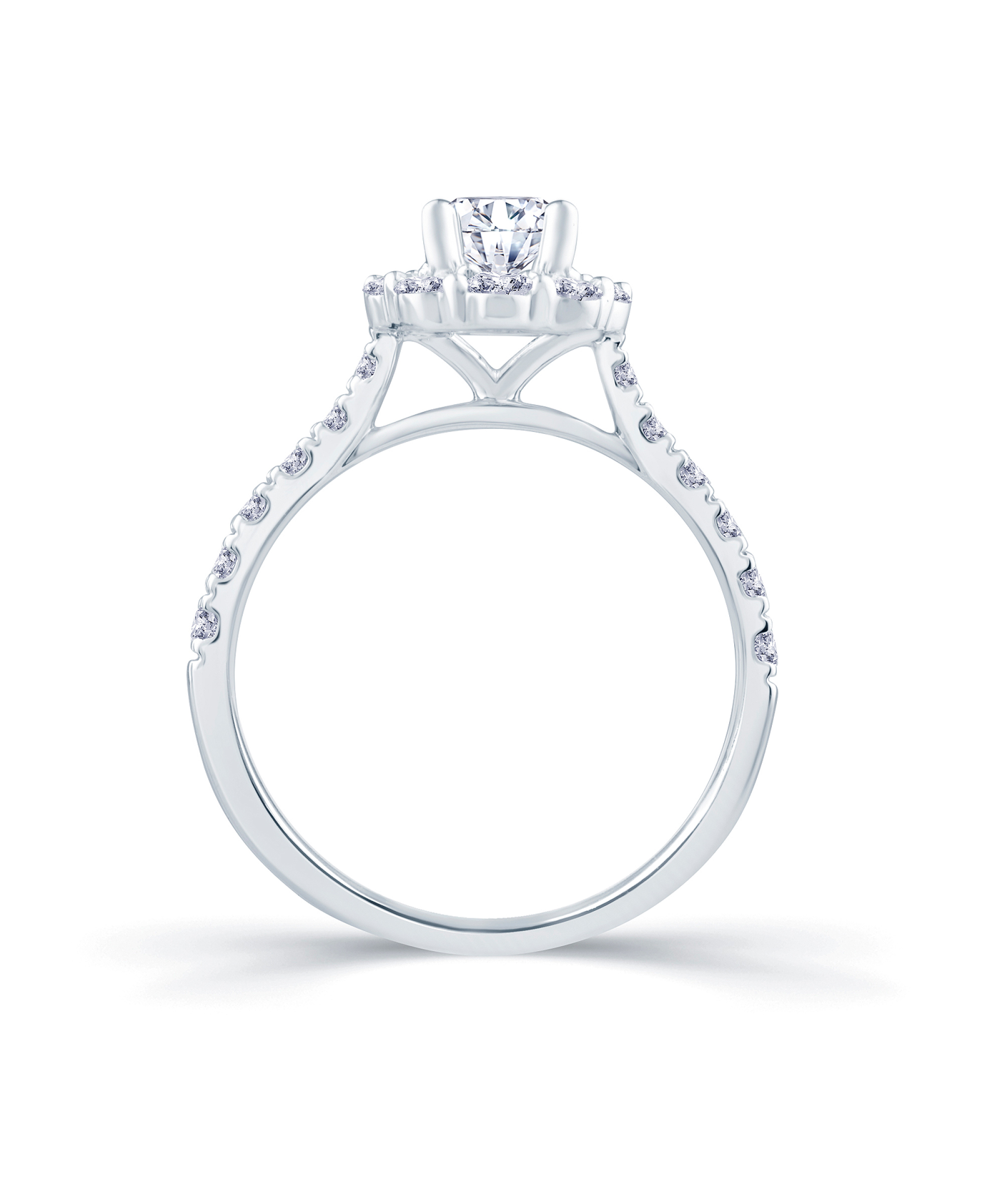 0.40ct Oval Diamond Cluster Engagement Ring - Side Detail