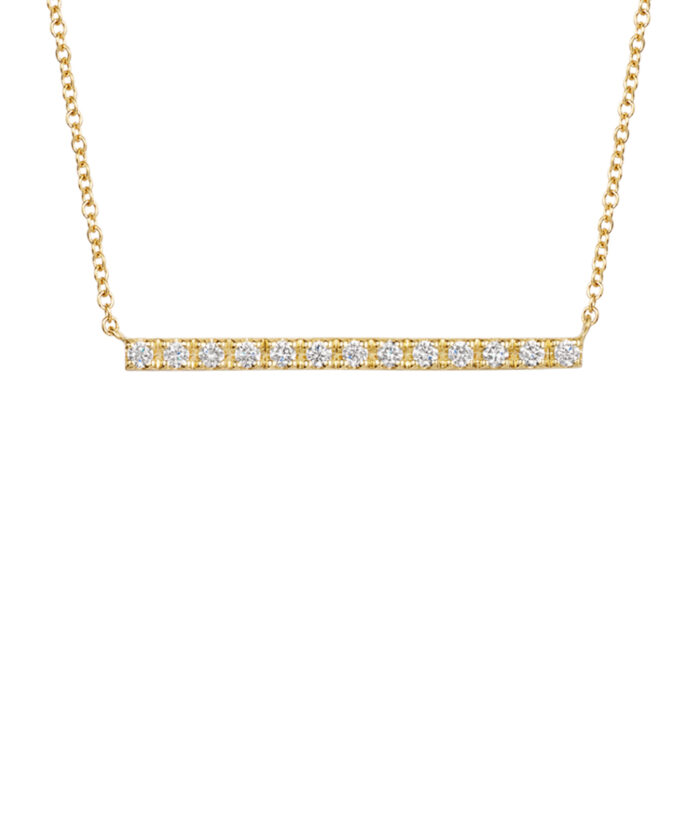 18ct Yellow Gold Scallop-Set Diamond Bar Pendant