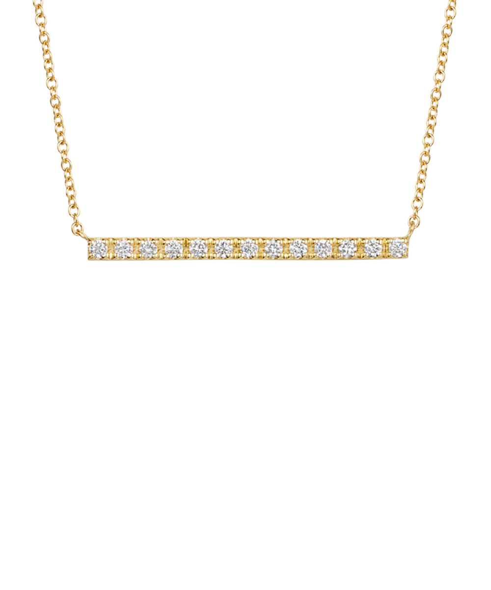 18ct Yellow Gold Scallop-Set Diamond Bar Pendant