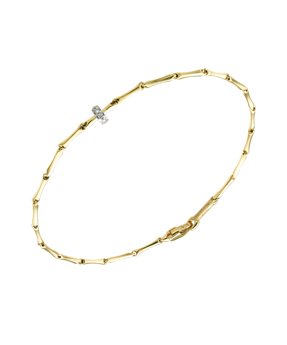 Chimento Yellow Gold Bamboo Shine Diamond Rondelle Bracelet