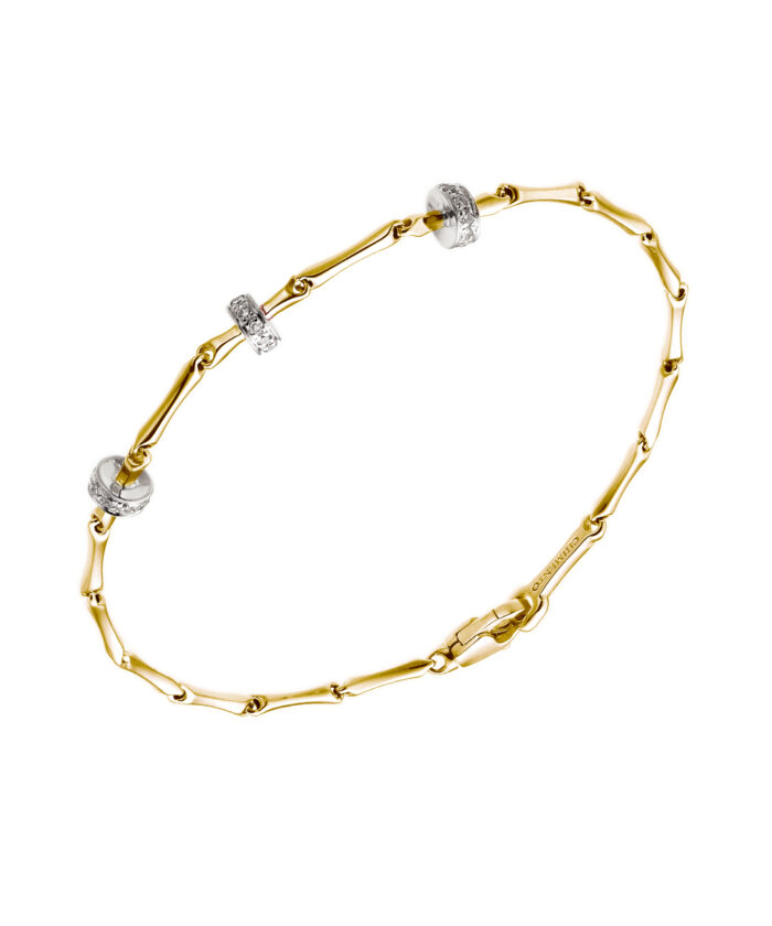 Chimento Yellow Gold Bamboo Shine Triple Diamond Rondelle Bracelet