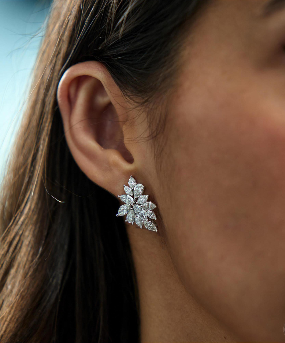 Platinum Diamond Starburst Earrings