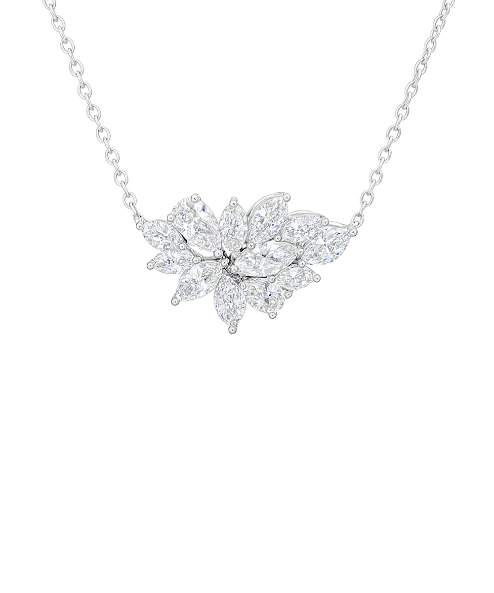 Platinum Starburst Marquise Cut Diamond Cocktail Pendant