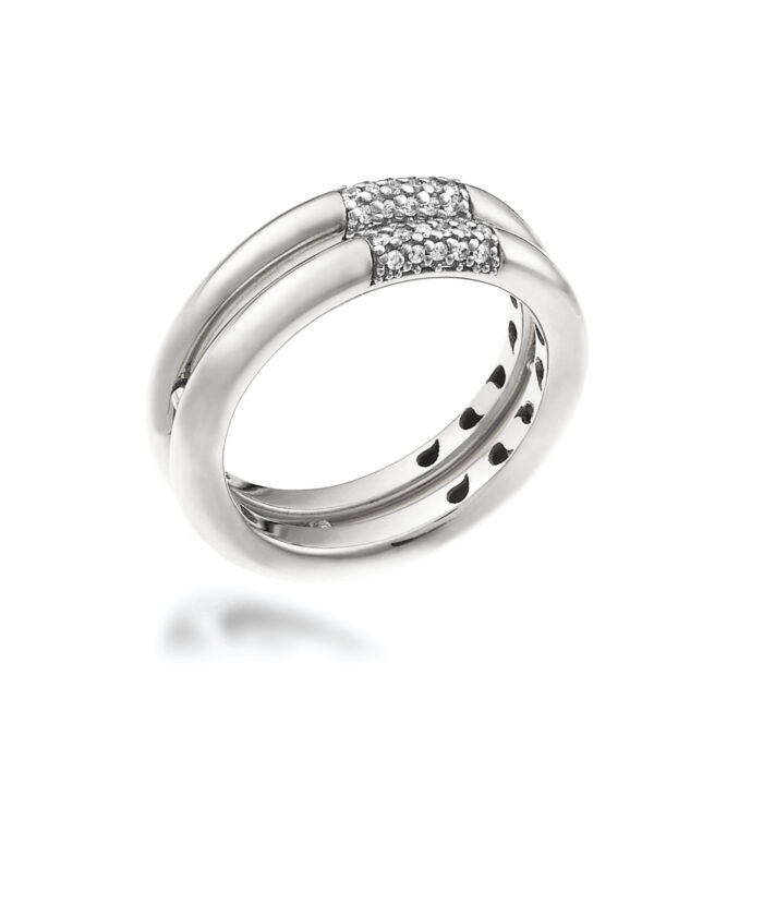 Chimento Bamboo Pure White Gold Dress Ring