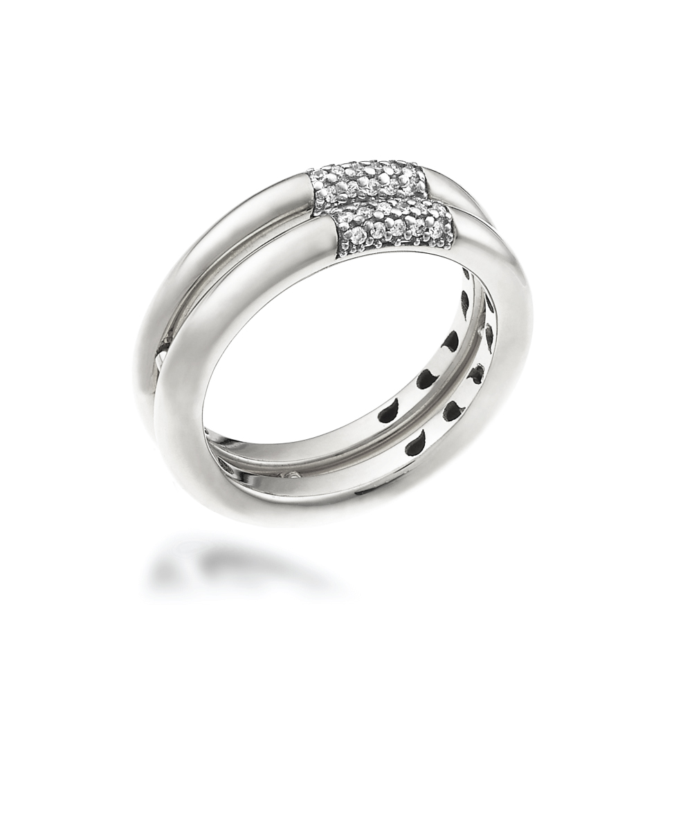 Chimento Bamboo Pure White Gold Dress Ring