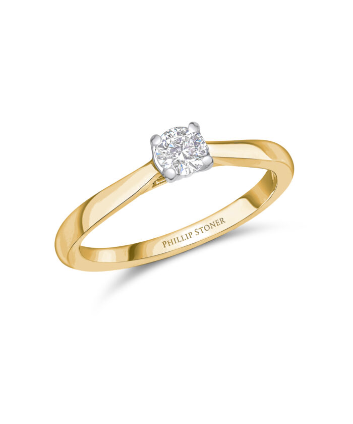 0.20ct Round Brilliant Diamond Yellow Gold Engagement Ring - Phillip Stoner The Jeweller