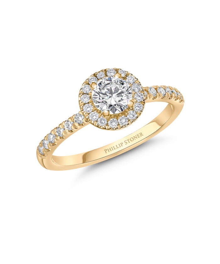 0.50ct Round Brilliant Diamond Thea Yellow Gold Engagement Ring with Slim Band - Phillip Stoner The Jeweller
