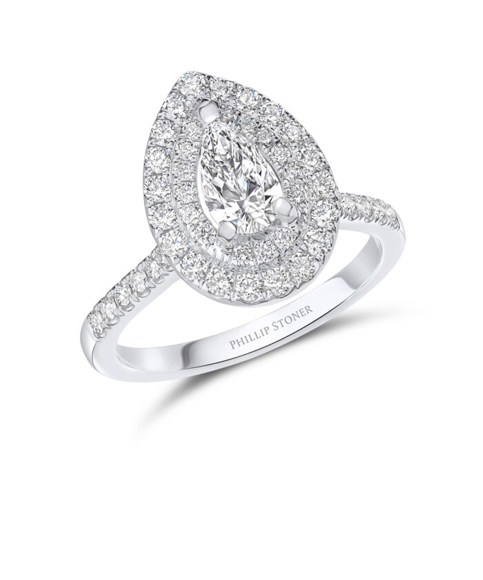 1ct Pear Cut Illusion Set Diamond Halo Ring - Phillip Stoner The Jeweller