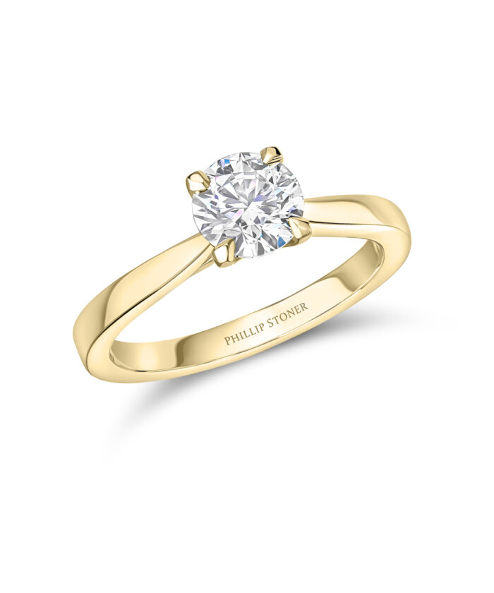 1ct Round Brilliant 18ct Yellow Gold Diamond Ring with Cathedral Setting - Phillip Stoner The Jeweller
