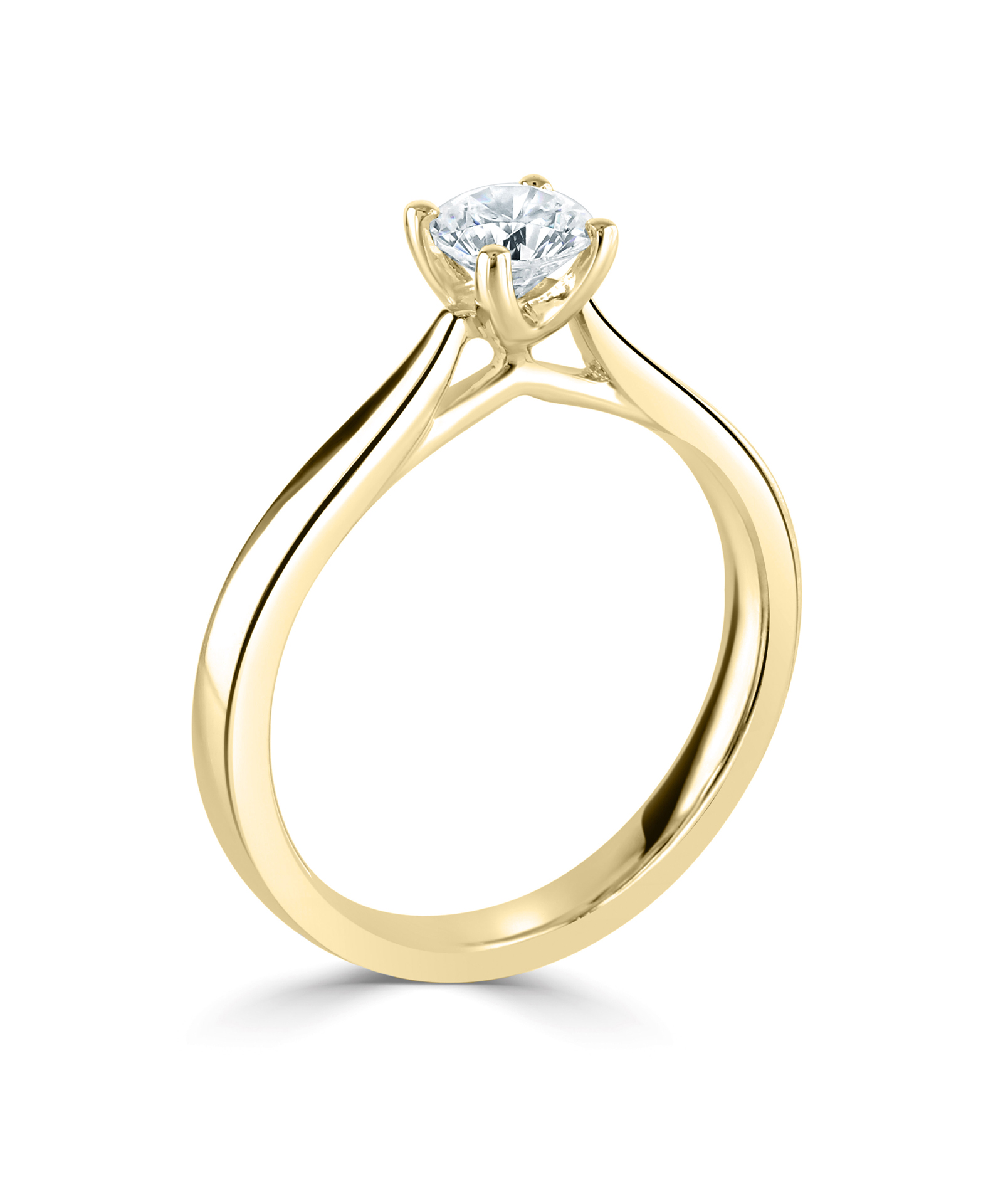 1ct Round Brilliant Yellow Gold Diamond Ring with Cathedral Setting - Phillip Stoner The Jeweller