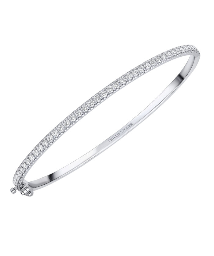 Platinum Scallop-Set Diamond Bangle - Phillip Stoner The Jeweller