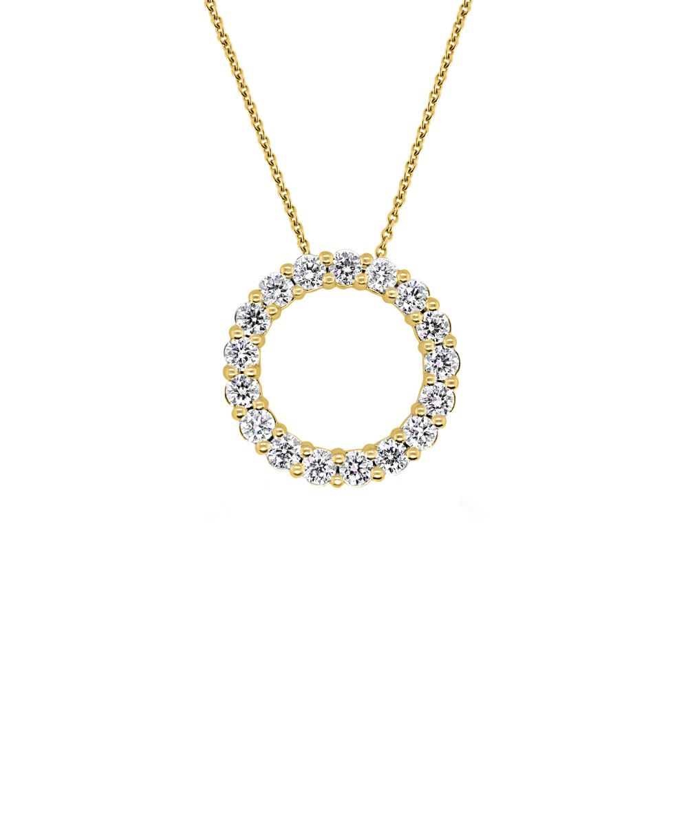 0.75ct Yellow Gold & Diamond Circle Pendant