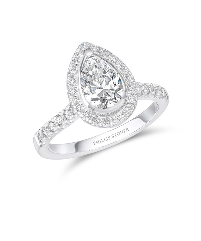 1.5ct Pear Cut Diamond Cluster Engagement Ring - Phillip Stoner The Jeweller