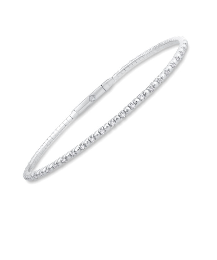 18ct White Gold Diamond Dot Bangle