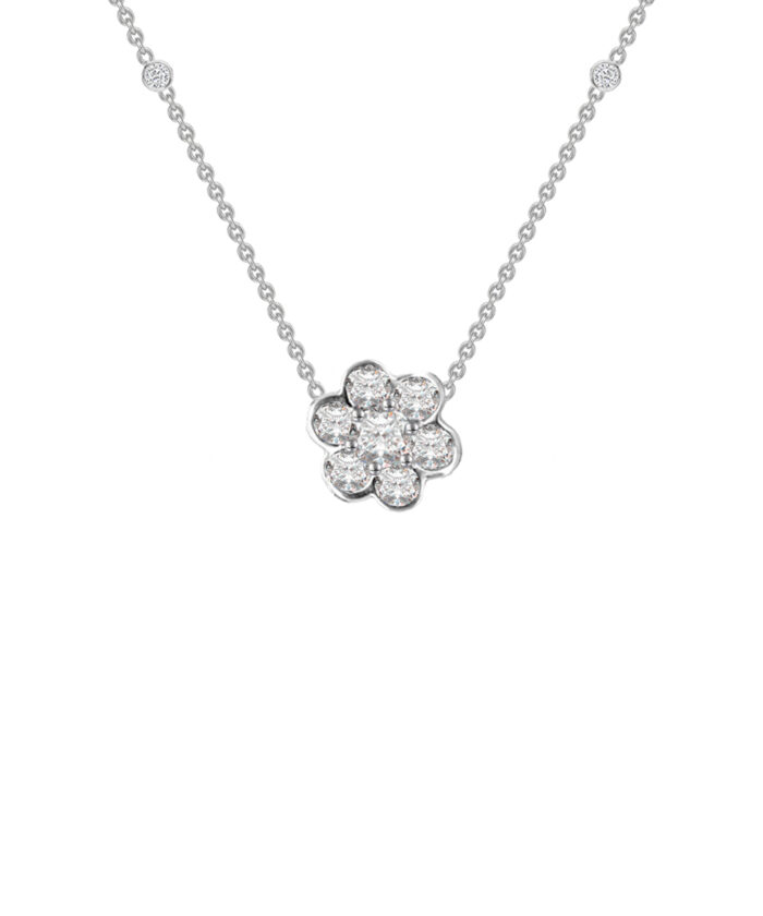 18ct White Gold Diamond Flower Pendant