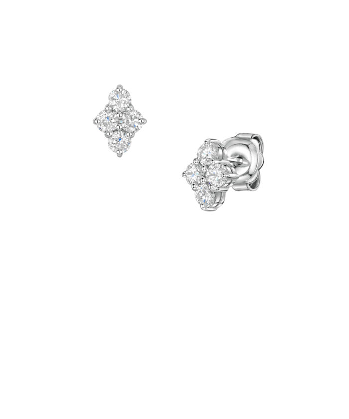 18ct White Gold Diamond Quatrefoil Stud Earrings
