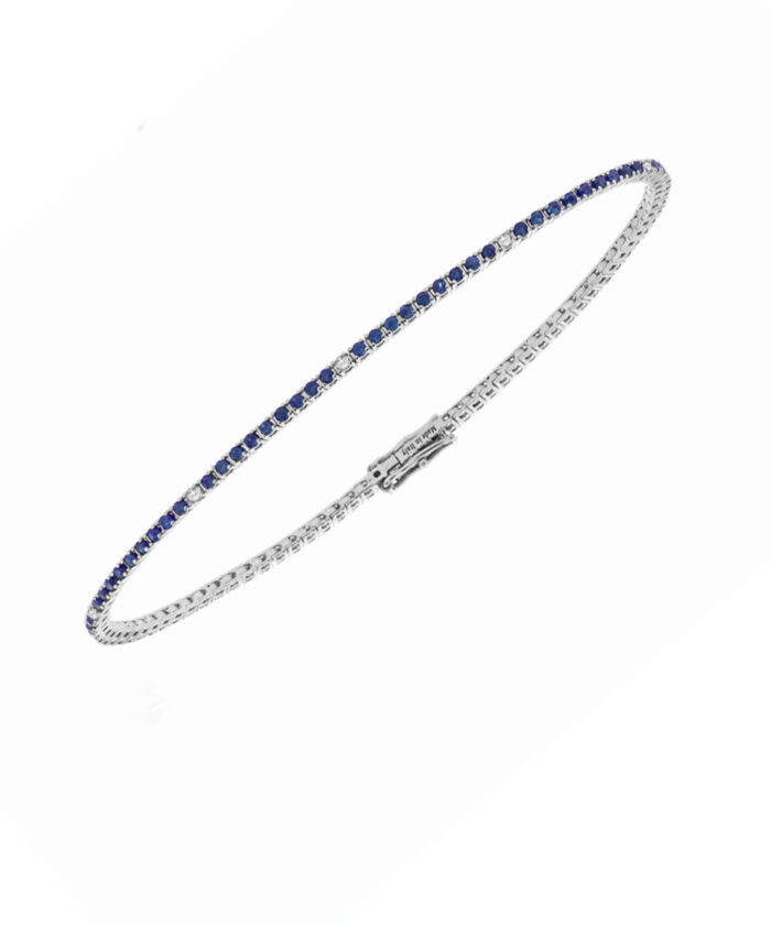 18ct White Gold Sapphire & Diamond Line Bracelet