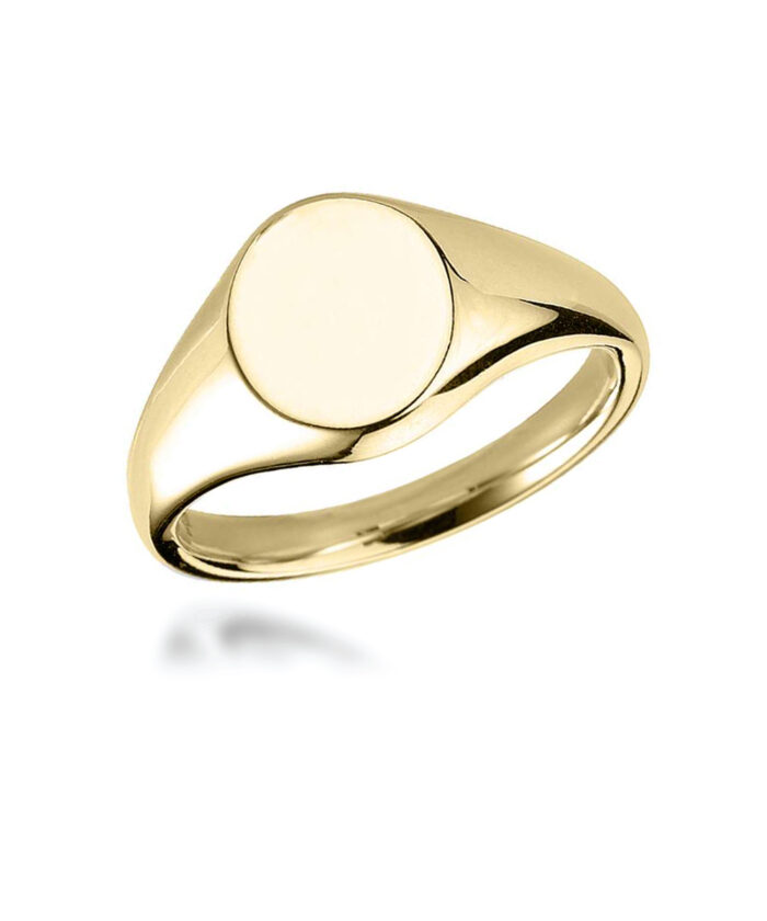 18ct Yellow Gold Oval Stamped Signet Ring