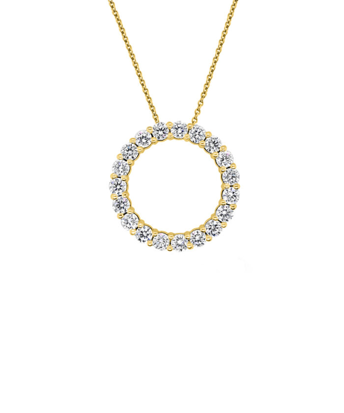 1ct Yellow Gold & Diamond Circle Pendant