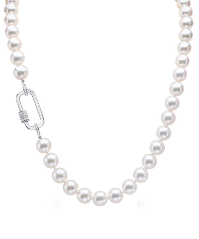 8mm Akoya Pearl & Diamond Necklace