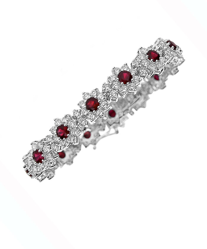 Diamond & Ruby Statement Cluster Bracelet